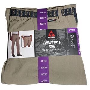 GERRY Mens Convertible‎ Commuter Pants Relaxed Fit Tan 40 x 30 New with Tags!